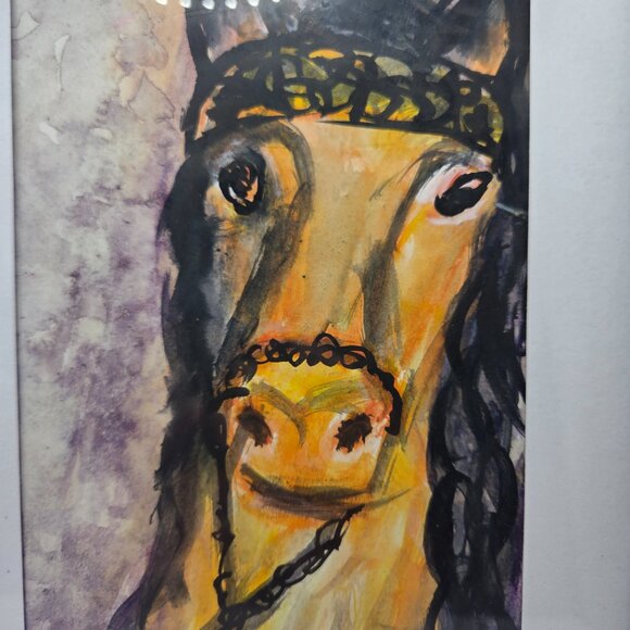 Original "Horse" Watercolor and Ink Painting by Isabelle Vautour - Framed Matted - Picture 2 of 11